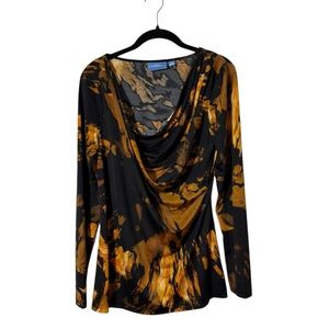 Vera Wang Black and Gold Abstract Top